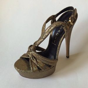 Casadei Gold Glitterati Platform Heels✨